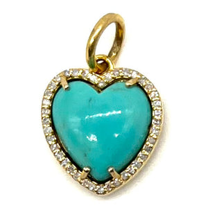 14K Gold Turquoise Heart + Diamond Necklace
