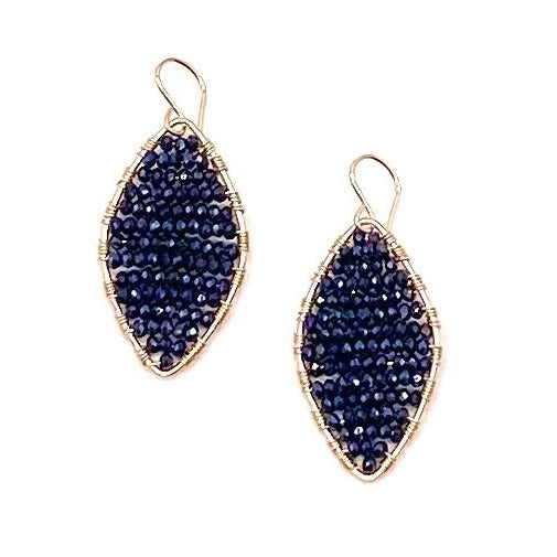 Gold Marquise Earrings in Midnight, Medium