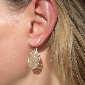 Gold Oval Earrings in Sea Salt, Small