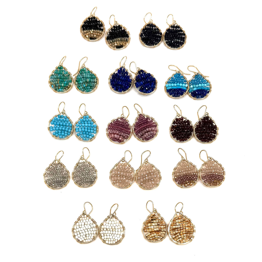 Gold Teardrop Earrings in Lapis, Small