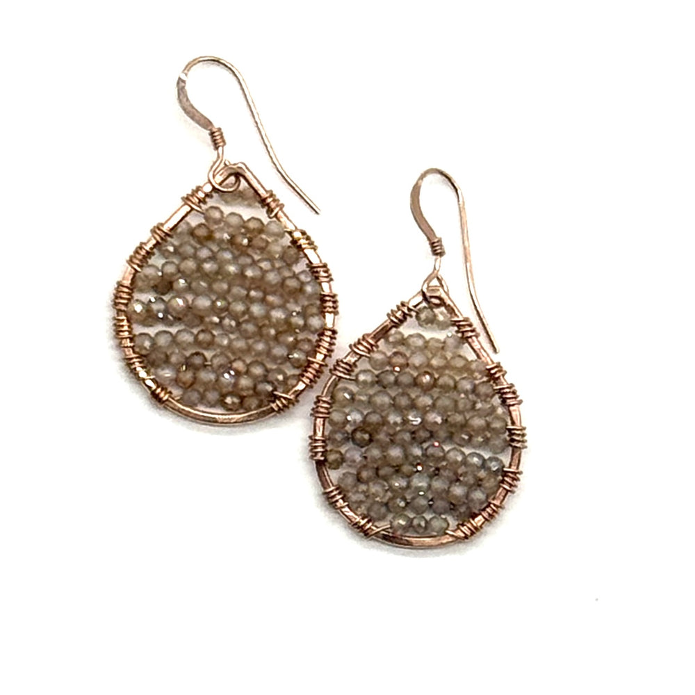 Rose Gold Teardrop Earrings in Citrine, Small