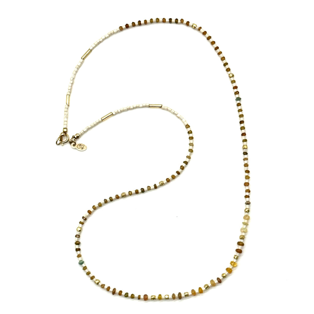 Opal, Tourmaline + Gold Necklace - 20"
