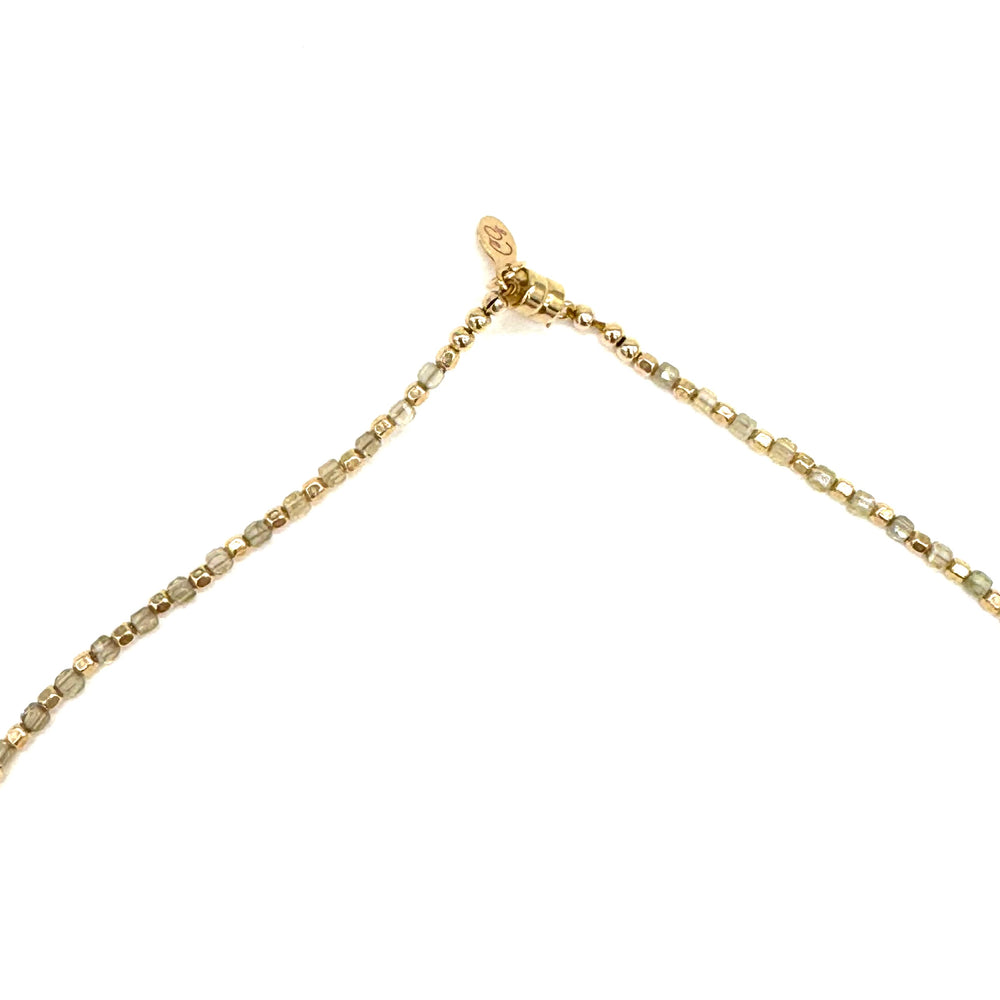 Grey Fire Opal Rondelle Necklace - 15"