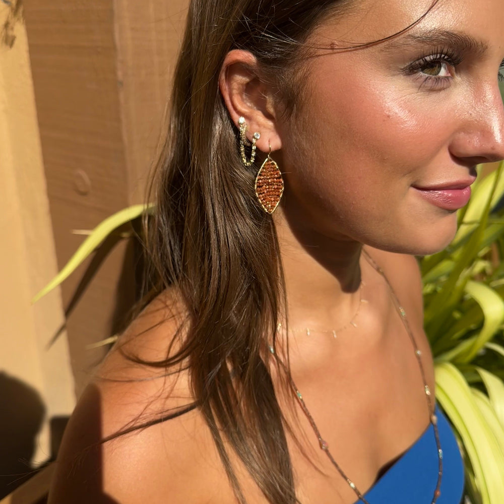Gold Marquise Earrings in Sunstone, Medium
