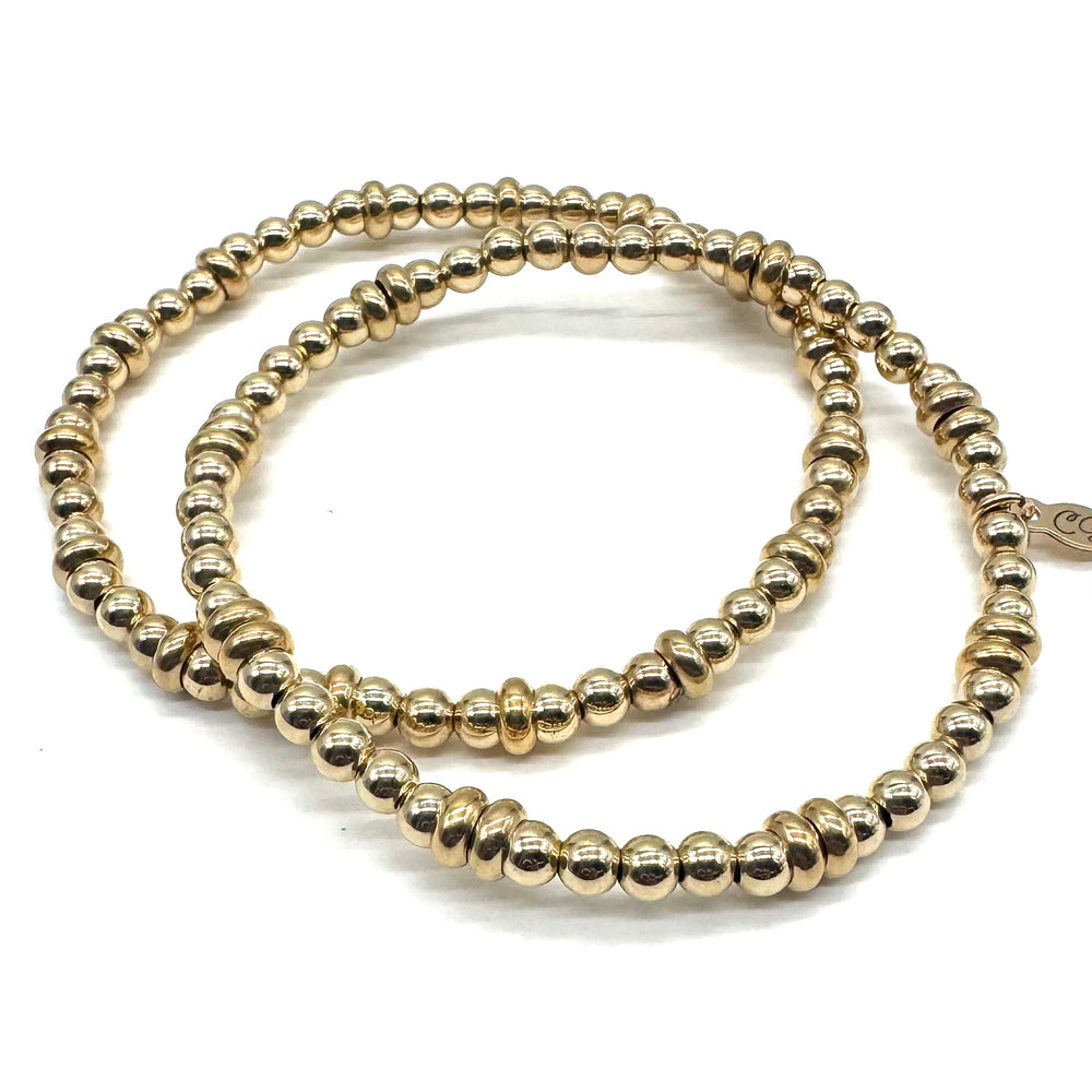 Chunky Gold Round + Saucer Stretch Bracelet - 5 mm