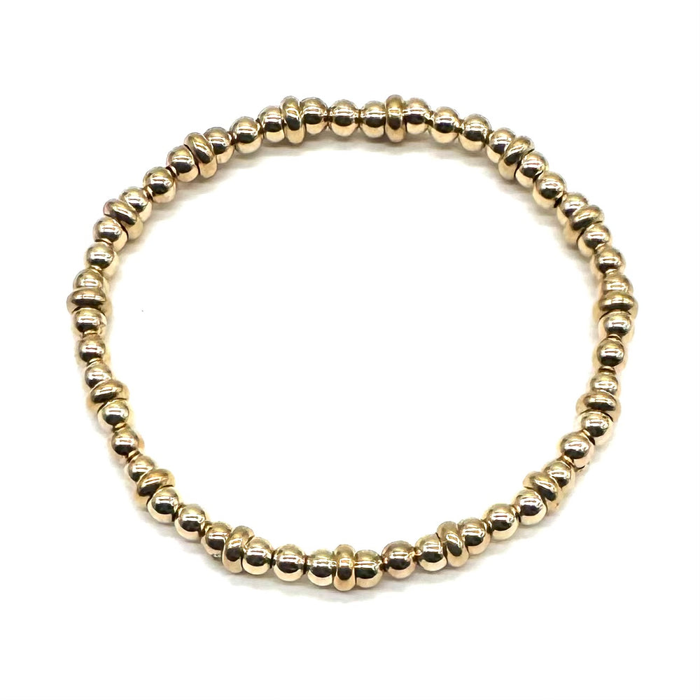 Chunky Gold Round + Saucer Stretch Bracelet - 5 mm