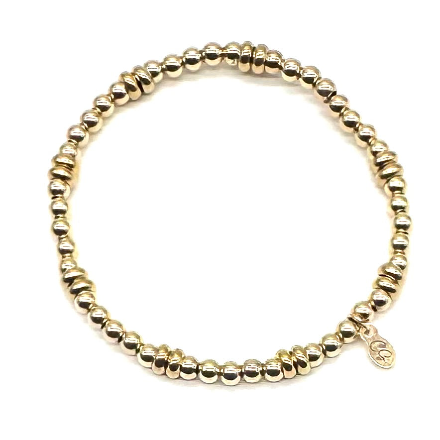 Chunky Gold Round + Saucer Stretch Bracelet - 5 mm