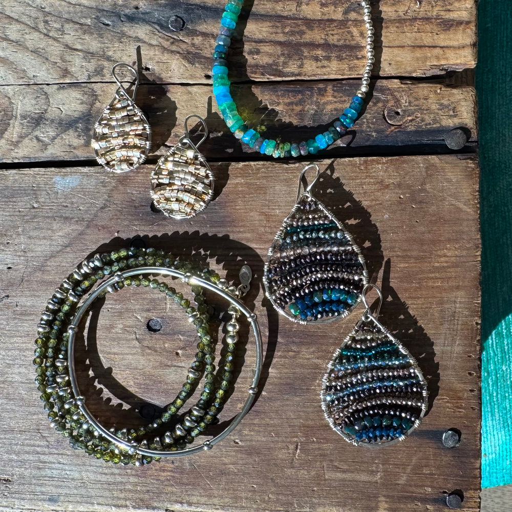 Gold Teardrop Earrings in Gold Nugget, Small