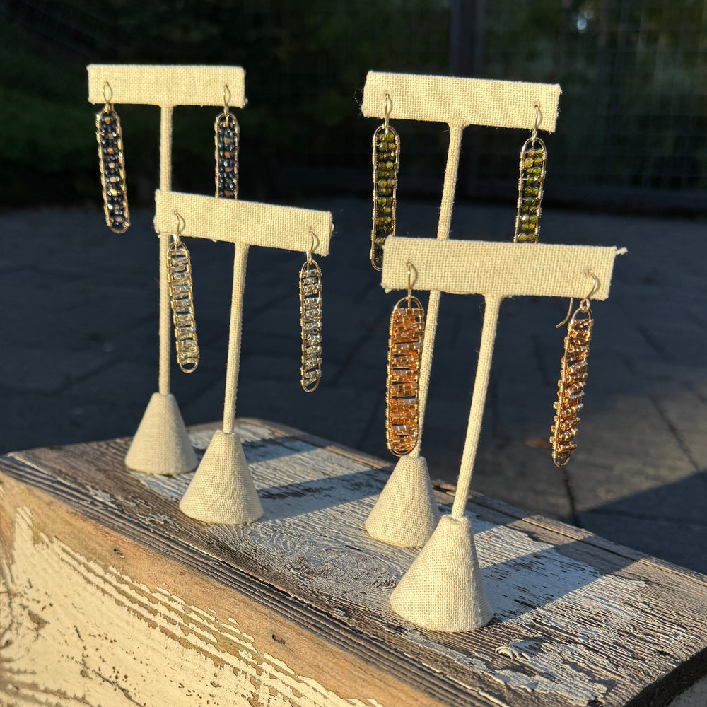 Long Loop Earring in Silver + Gold