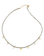 Gold Disk Necklace w/ Silver Pyrite - 15"