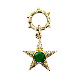 14K Gold Emerald Star + Diamond Pendant