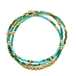 Triple Wrap Bracelet - Tropical Greens + Gold Stardust