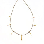 Silver Pyrite + Gold Paddle Necklace - 16"