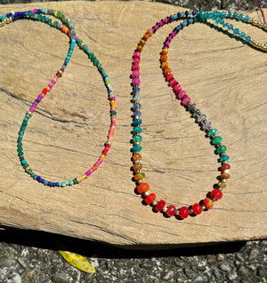 Rainbow Opal Necklace w/ Gold Nuggets -17”