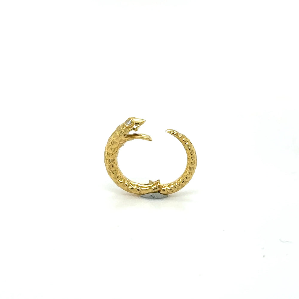 14K Yellow Gold Diamond Eyes Snake Lock