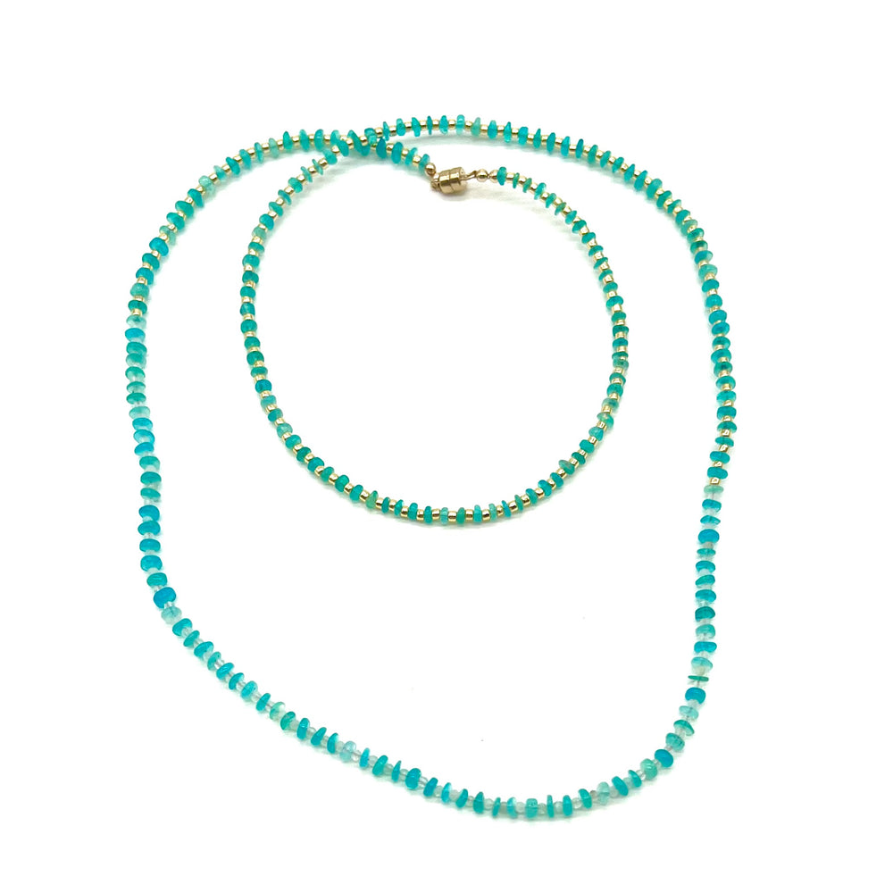 Opal Wrap Bracelet in Bright Aqua  - 28”