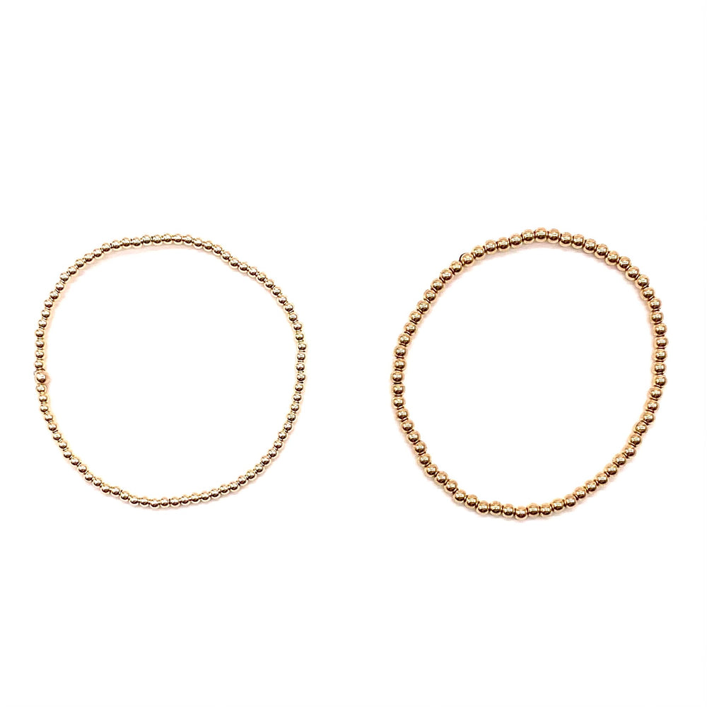 Gold Beaded Stretch Bracelet - 2mm - Single