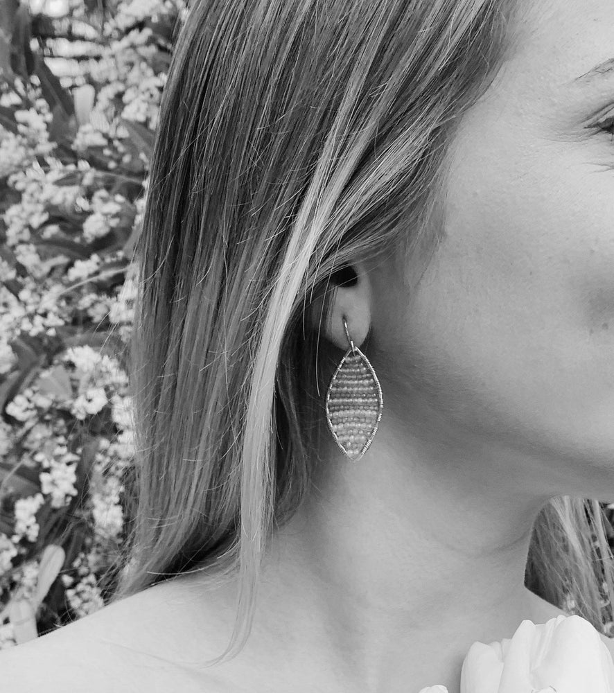 Gold Marquise Earrings in Garnet, Medium