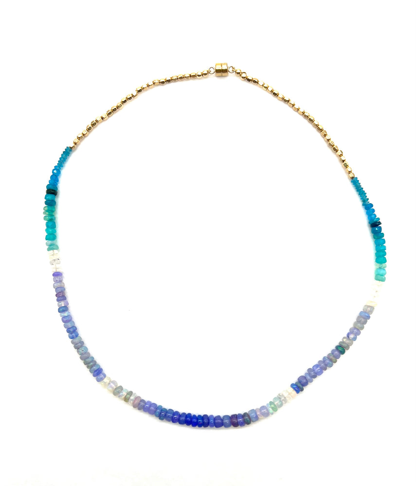 Fire Opal Necklace in Violet Ombre - 15"