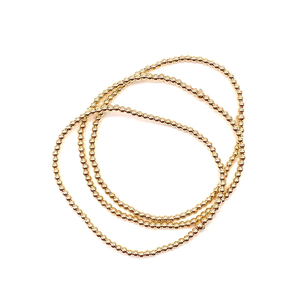 Gold Beaded Stretch Bracelet - 2mm - Single